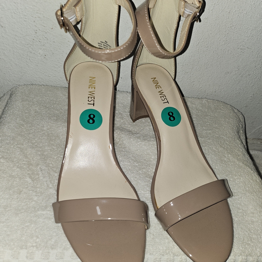 Marshalls Tan Heels Ankle Strap Medium Slim Heel